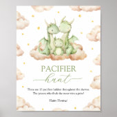 Little Dragon Baby shower Pacifier Hunt Spelbord Poster (Voorkant)