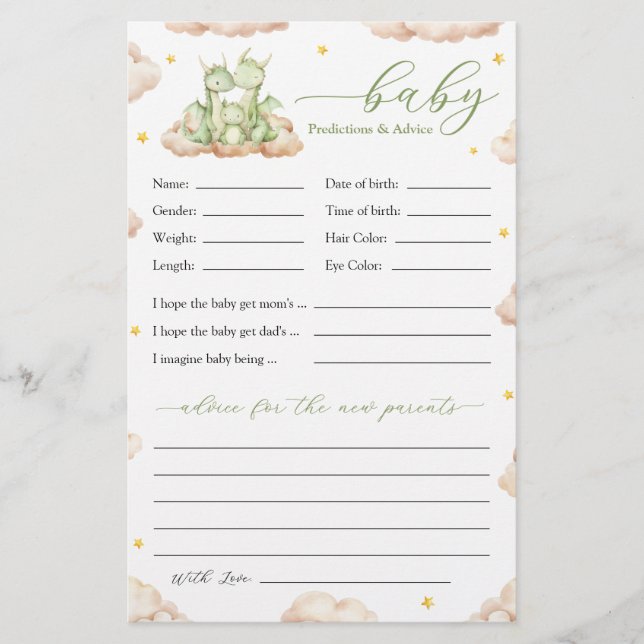 Little Dragon Baby Shower Predictions and Advice (Voorkant)