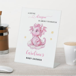 Little Dragon Baby shower Reclamebord Met Voetstuk