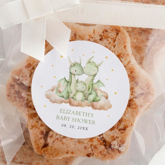 Little Dragon Baby shower Ronde Sticker