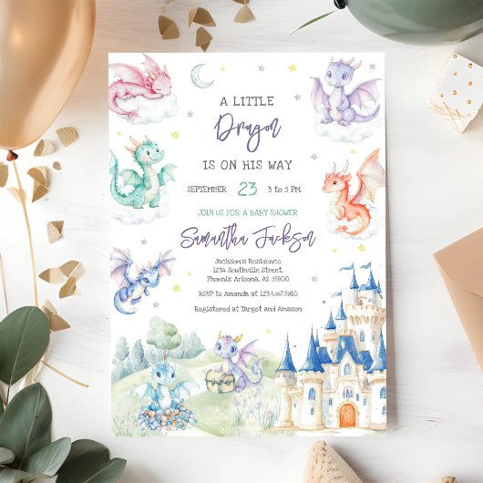Little Dragon Baby Shower Uitnodiging