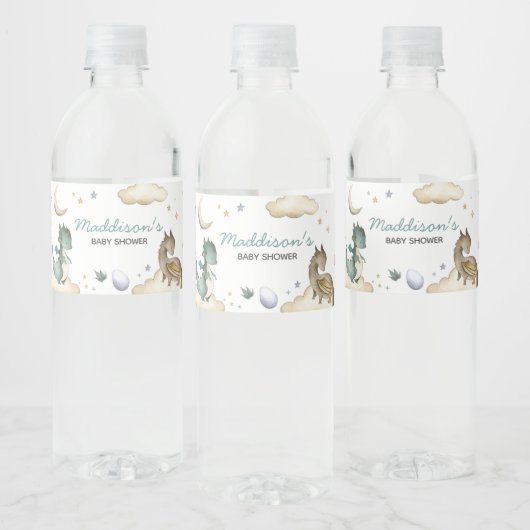 Little Dragon Baby shower Waterfles Etiket (Flessen)
