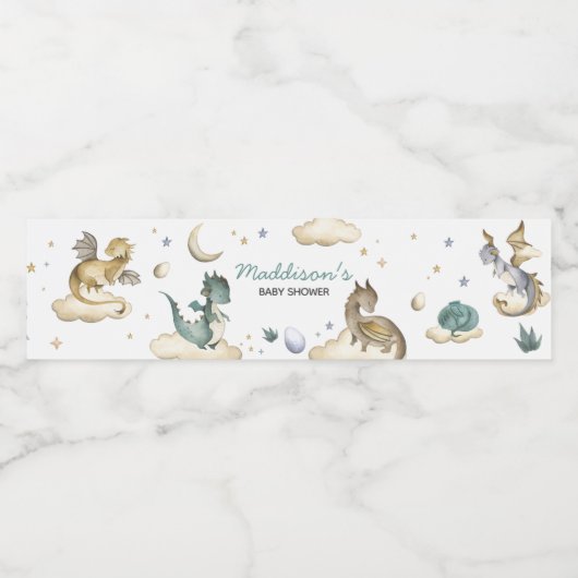 Little Dragon Baby shower Waterfles Etiket (Enkel label)