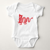 Little Dragon Delight: Chinese rode draak ontwerp Romper (Voorkant)