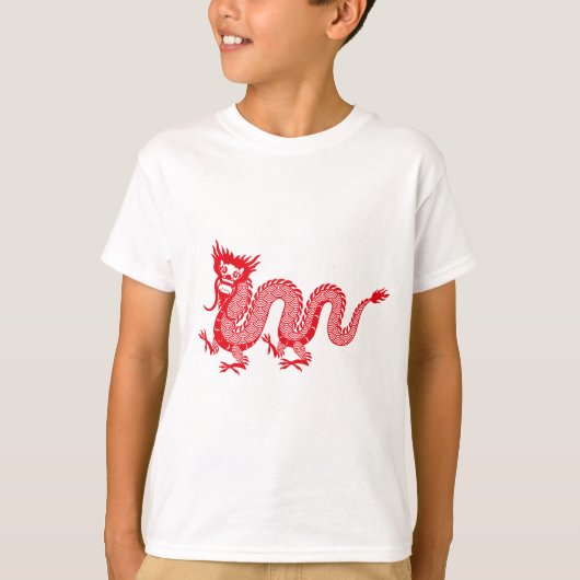 Little Dragon Delight: Chinese rode draak ontwerp T-shirt (Voorkant)