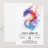 Little Dragon Dreams Waterverf Verjaardag Kaart (Voorkant / Achterkant)