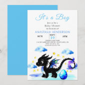 Little Dragon Egg Boy Baby shower Kaart (Voorkant / Achterkant)