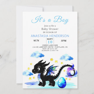 Little Dragon Egg Boy Baby shower Kaart