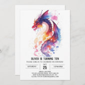 Little Dragon Fantasy Verjaardag Kaart (Voorkant / Achterkant)