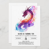 Little Dragon Fantasy Verjaardag Kaart (Voorkant / Achterkant)