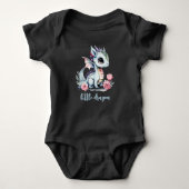 Little Dragon grey bewerkbare leuke waterverf Romper (Voorkant)