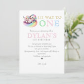 Little Dragon Halfway to One Pink 6 maanden Verjaa Bedankkaart (Staand voorkant)