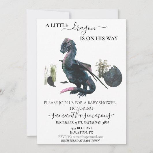 Little Dragon Hatched Egg Baby shower Fantasy Kaart (Voorkant)
