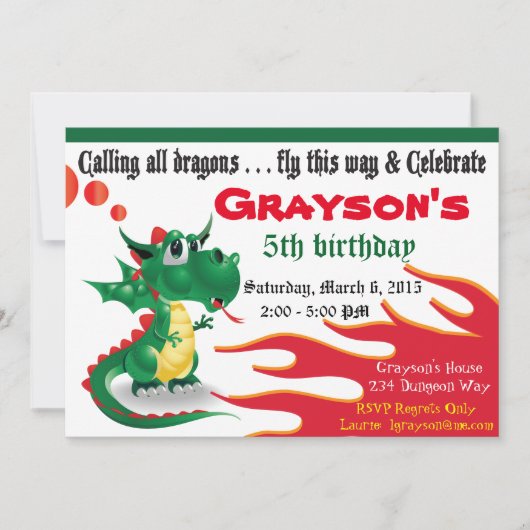 Little Dragon Invitation Kaart (Voorkant)