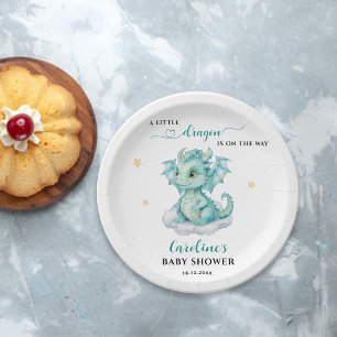 Little Dragon is op de weg Baby shower Papieren Bordje