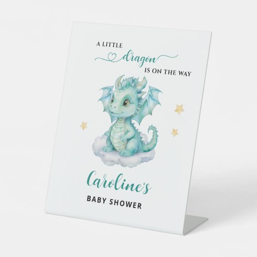 Little Dragon is op de weg Baby shower Reclamebord Met Voetstuk (Voorkant)