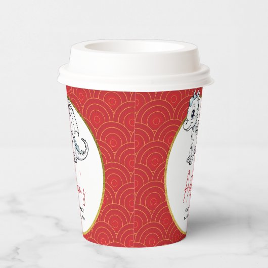 Little Dragon is op weg naar Schattige rood Baby s Papieren Bekers (Rechts)