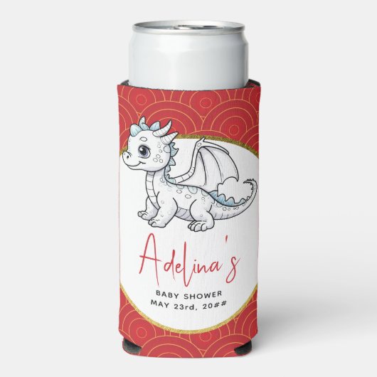 Little Dragon is op weg naar Schattige rood Baby s Seltzer Blikjeskoeler (Seltzer Voorkant)