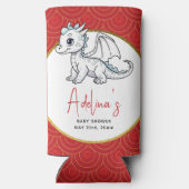 Little Dragon is op weg naar Schattige rood Baby s Seltzer Blikjeskoeler (Achterkant)