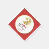 Little Dragon Schattige Rood Goud Baby 1e Verjaard Servet (Hoek)