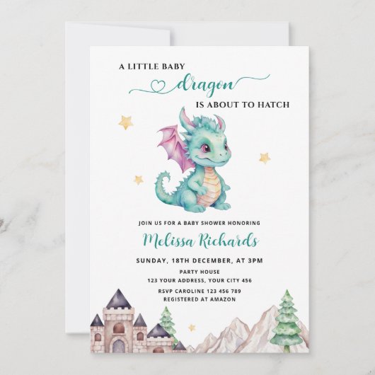 Little Dragon staat op het punt om Baby shower uit Kaart (Voorkant)