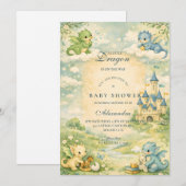 Little Dragon Storybook Baby Shower Kaart (Voorkant / Achterkant)