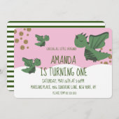 Little Dragons Glitter en Clouds Birthday Party Kaart (Voorkant / Achterkant)