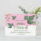 Little Dragons Glitter en Clouds Birthday Party Kaart (Staand voorkant)