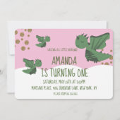 Little Dragons Glitter en Clouds Birthday Party Kaart (Voorkant)