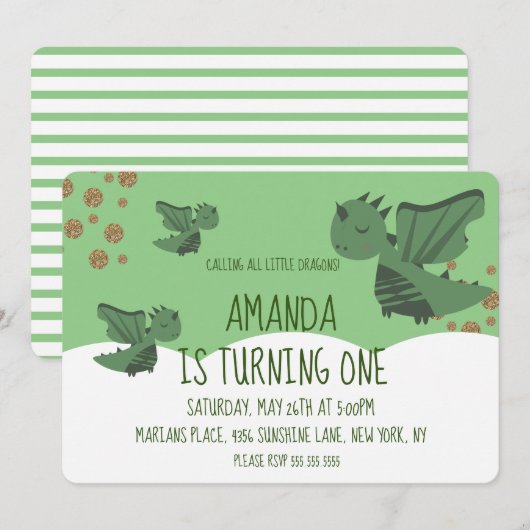 Little Dragons Glitter en Wolken Verjaardagsfeestj Kaart (Voorkant / Achterkant)