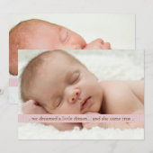 Little Dream Two Photo Modern Birth Announounement Aankondiging (Voorkant / Achterkant)