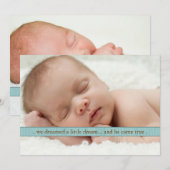 Little Dream Two Photo Modern Birth Announounement Aankondiging (Voorkant / Achterkant)