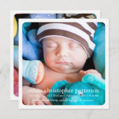 Little Dream Two Photo Square Birth Announance Aankondiging (Voorkant / Achterkant)