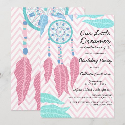 Little Dreamer Quote Dreamcatcher Verjaardagsfeest Kaart (Voorkant / Achterkant)