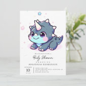 Little Dreamy Dinosaur Baby shower Kaart (Staand voorkant)