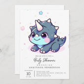 Little Dreamy Dinosaur Baby shower Kaart (Voorkant / Achterkant)