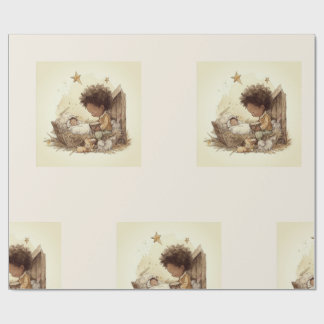 Little Drummer Boy Black Nativity Wrapping Paper 1 Cadeaupapier