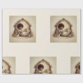 Little Drummer Boy Black Nativity Wrapping Paper 2 Cadeaupapier (Vlak)