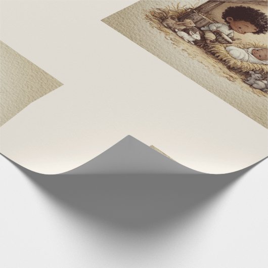 Little Drummer Boy Black Nativity Wrapping Paper 2 Cadeaupapier (Hoek)