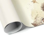 Little Drummer Boy Zwarte Kerststal Inpakpapier 1 (Rol Hoek)