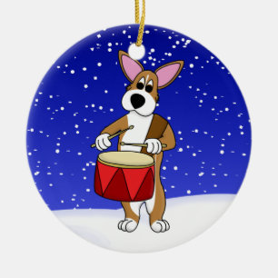 Little Drummer Corgi-kerstversiering Keramisch Ornament