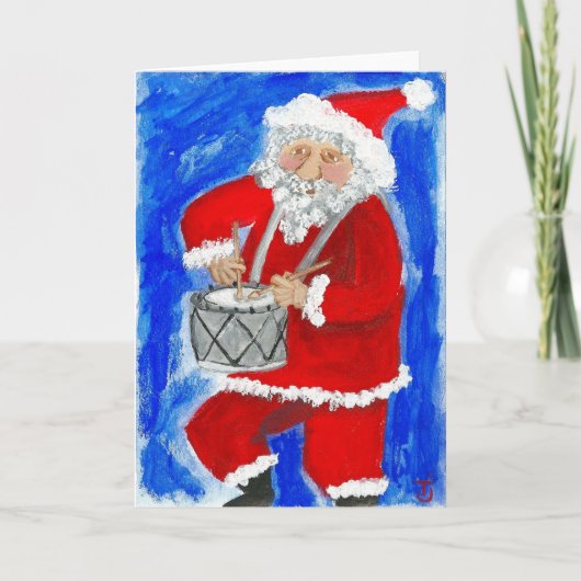 Little Drummer Santa Feestdagen Kaart (Voorkant)
