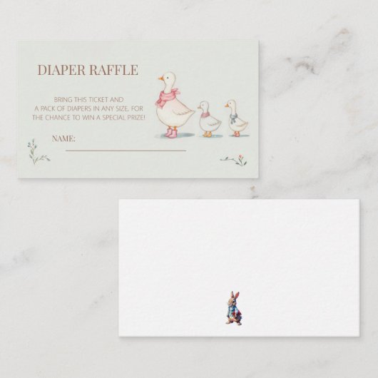 little duck Baby Shower Diaper Raffle Informatiekaartje (Voorkant / Achterkant)