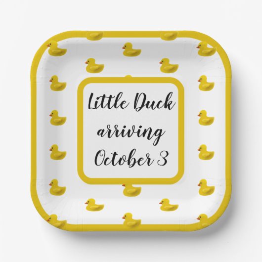 Little Duck Baby shower Invitation Papieren Bordje (Voorkant)