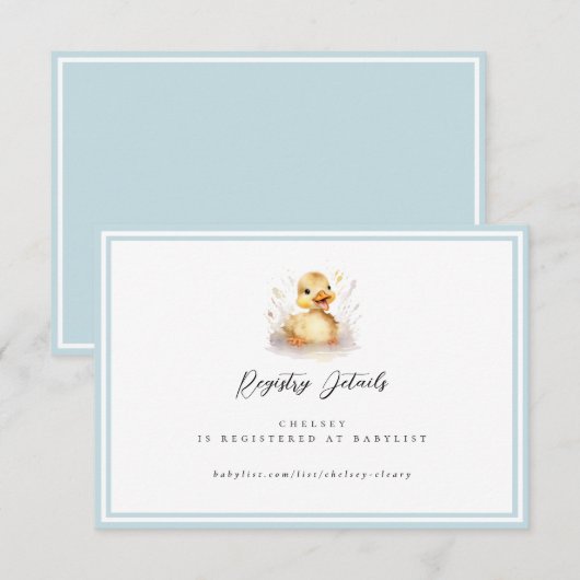 Little Duck Baby shower Registry Details Kaart (Voorkant / Achterkant)