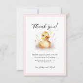 Little Duck Baby shower Roze bedankkaart (Voorkant)