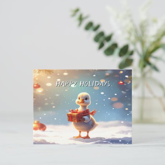 Little Duck Christmas Holiday Postcard Briefkaart (Staand voorkant)