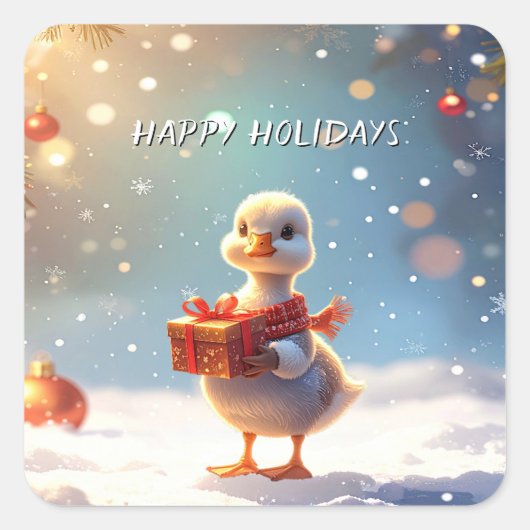 Little Duck Christmas Holiday Sticker (Voorkant)