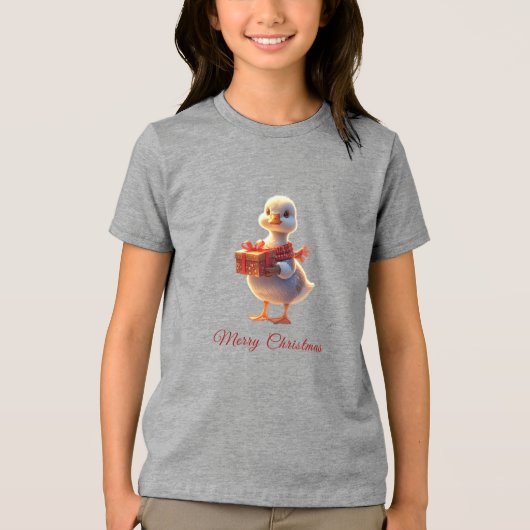 Little Duck Christmas Holiday Tri-Blend Shirt (Voorkant)