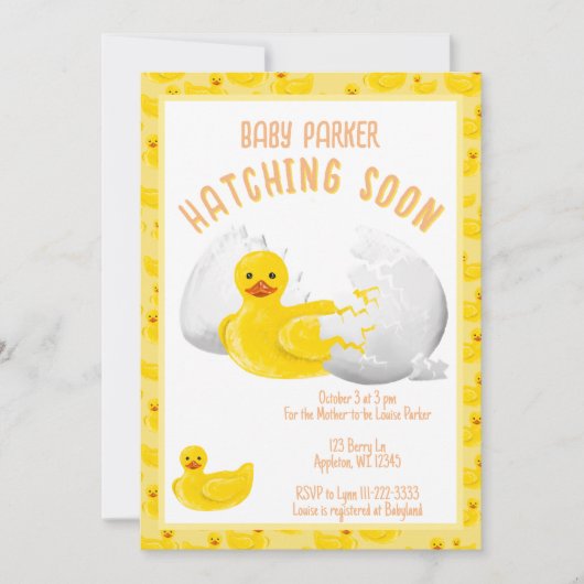 Little Duck Hatching Soon Baby shower Invitation Kaart (Voorkant)